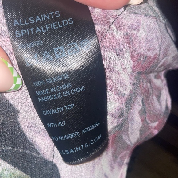 All Saints 100% silk, Cavalry top. - Picture 9 of 11